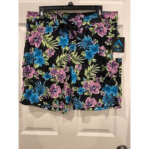 Kanu Surf Katya Women’s Black Polyester Floral Cargo Pocket Swim Shorts 10